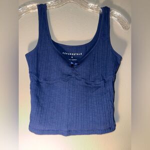 Aeropostale Navy Ribbed Tank Top bow detail Small #724